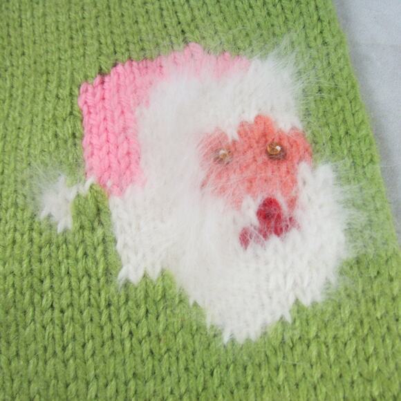 Name Ella Angora Wool Hand Knit Christmas Stocking Santa Candy Canes Vintage - Picture 2 of 7